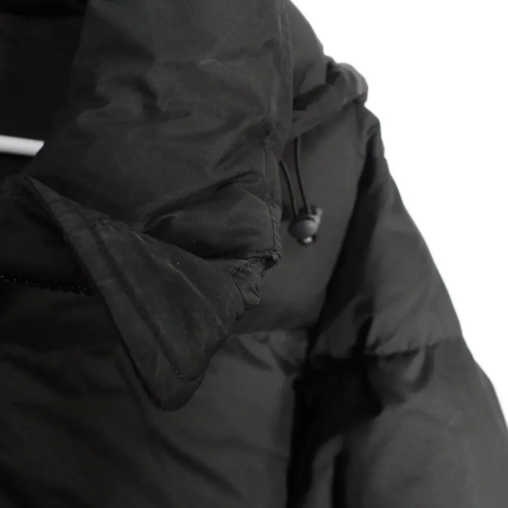 Quince Women's Large Responsible Down Long Puffer Jacket Hooded Black $200 Retro